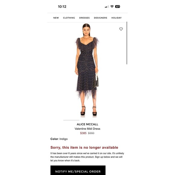 NWT ALICE MCCALL venue Valentine Midi Dress size 0 indigo $550 retail - Picture 5 of 9